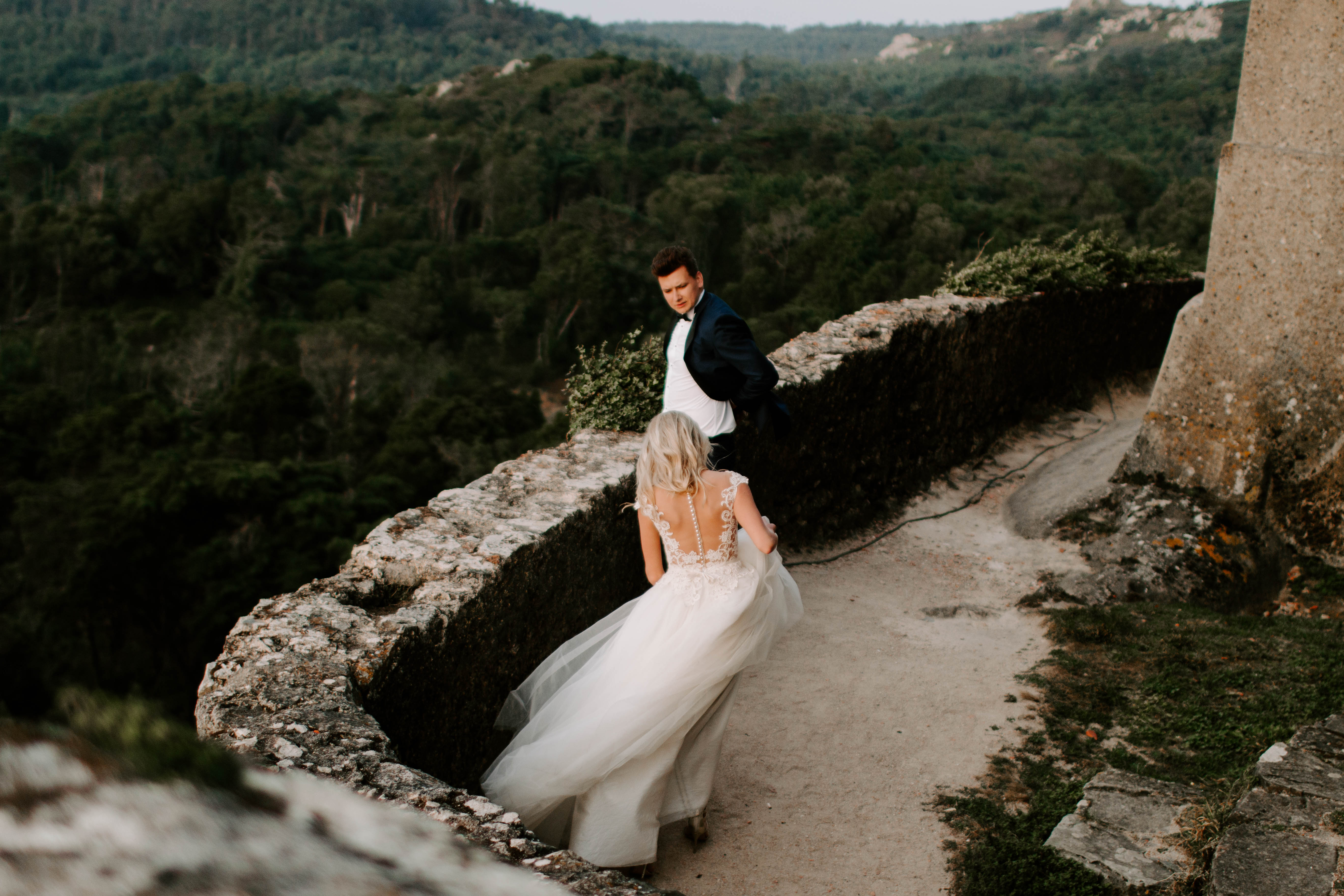 candid wedding photo of bride and groom