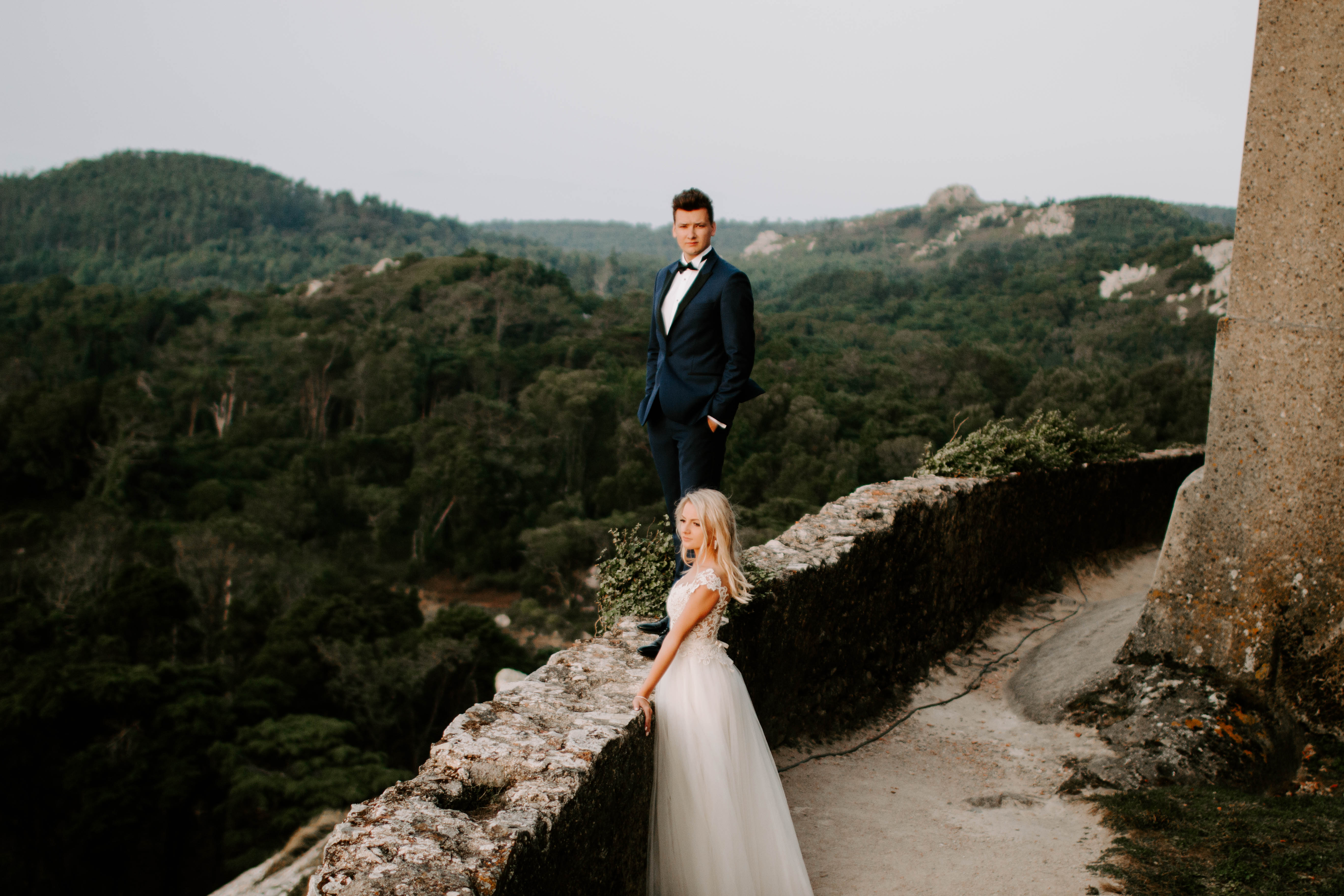 wedding portrait with mountain view