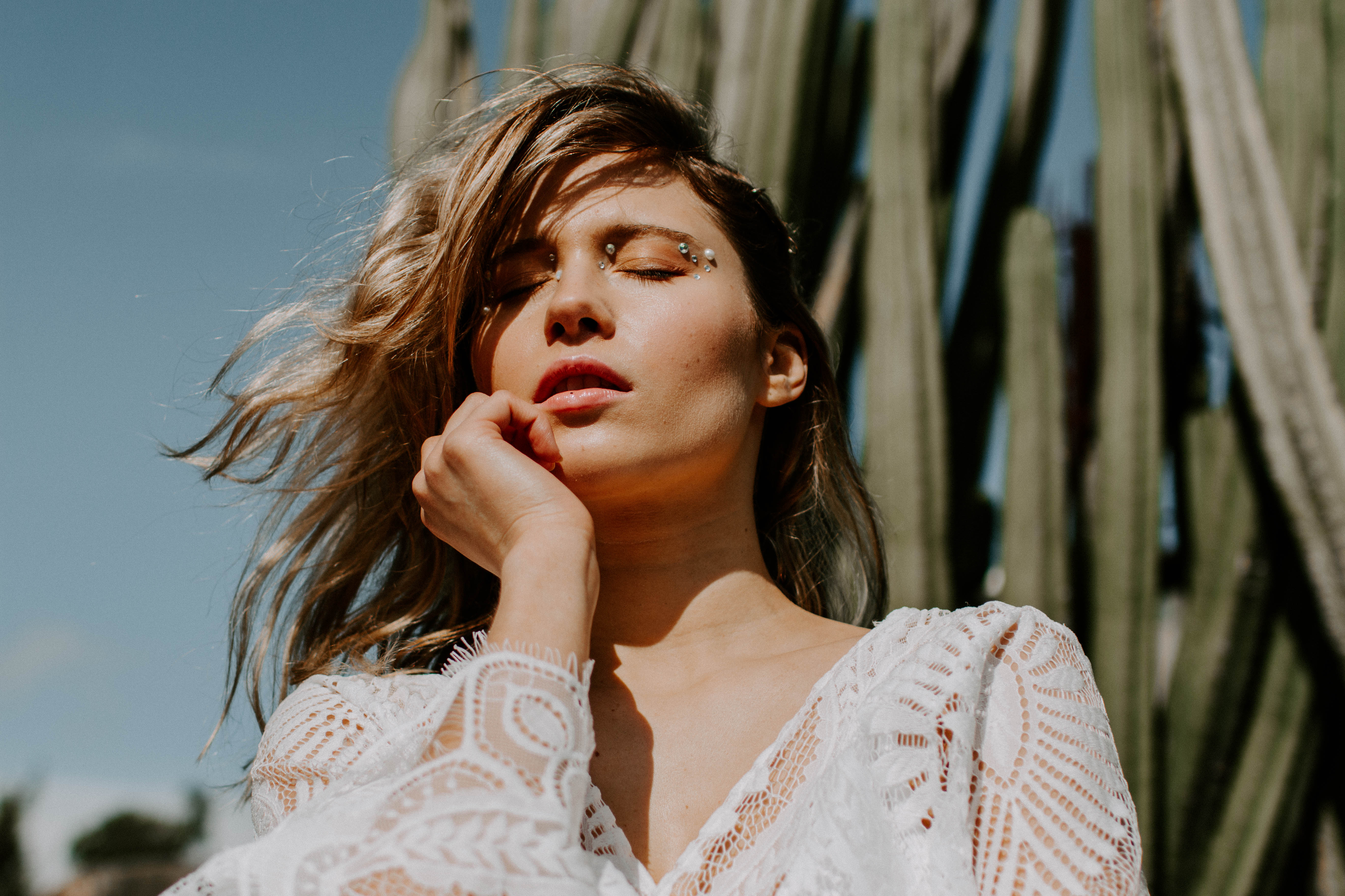 portrait picture of a girl with sunlight on her face