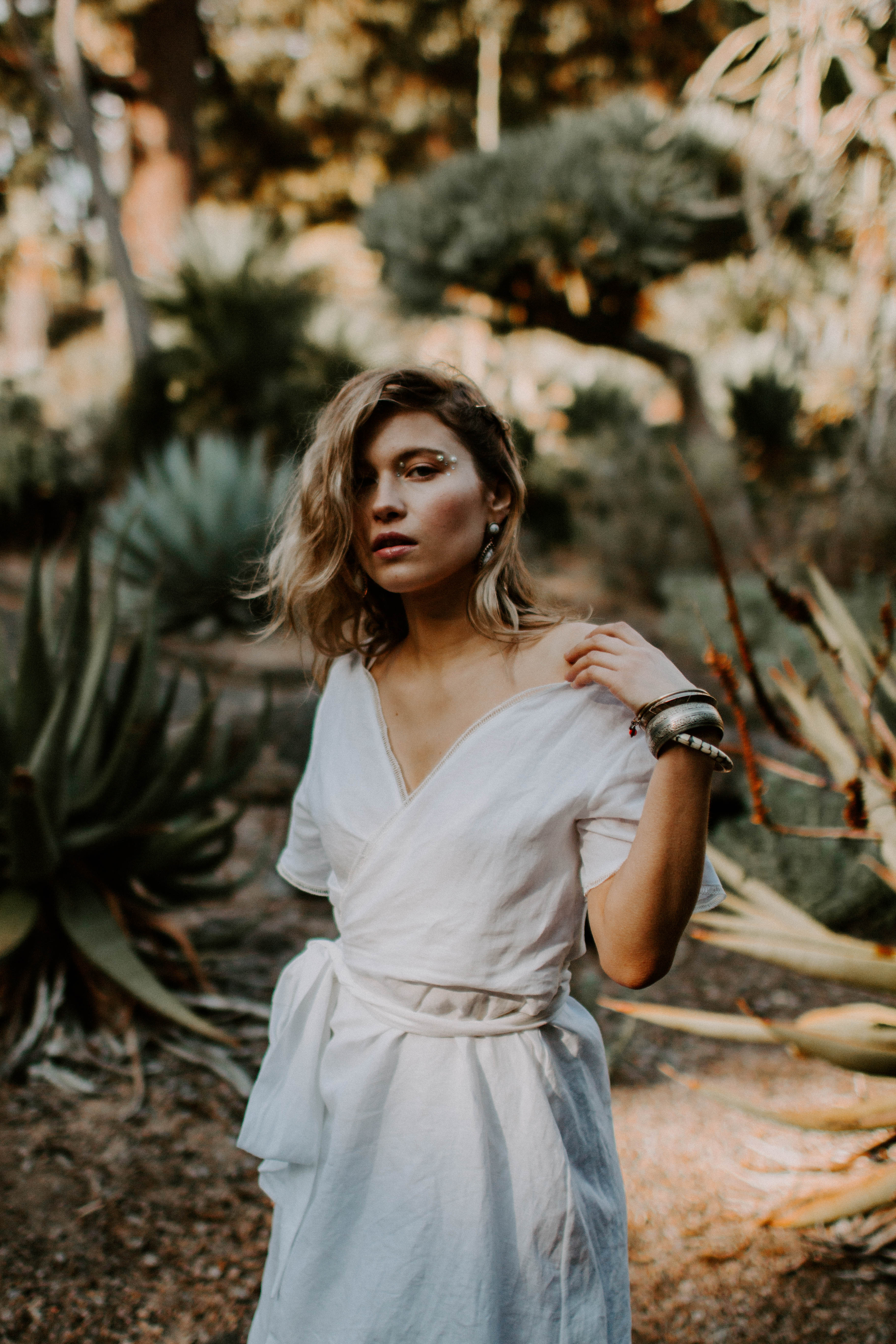 boho girl in a botanical garden