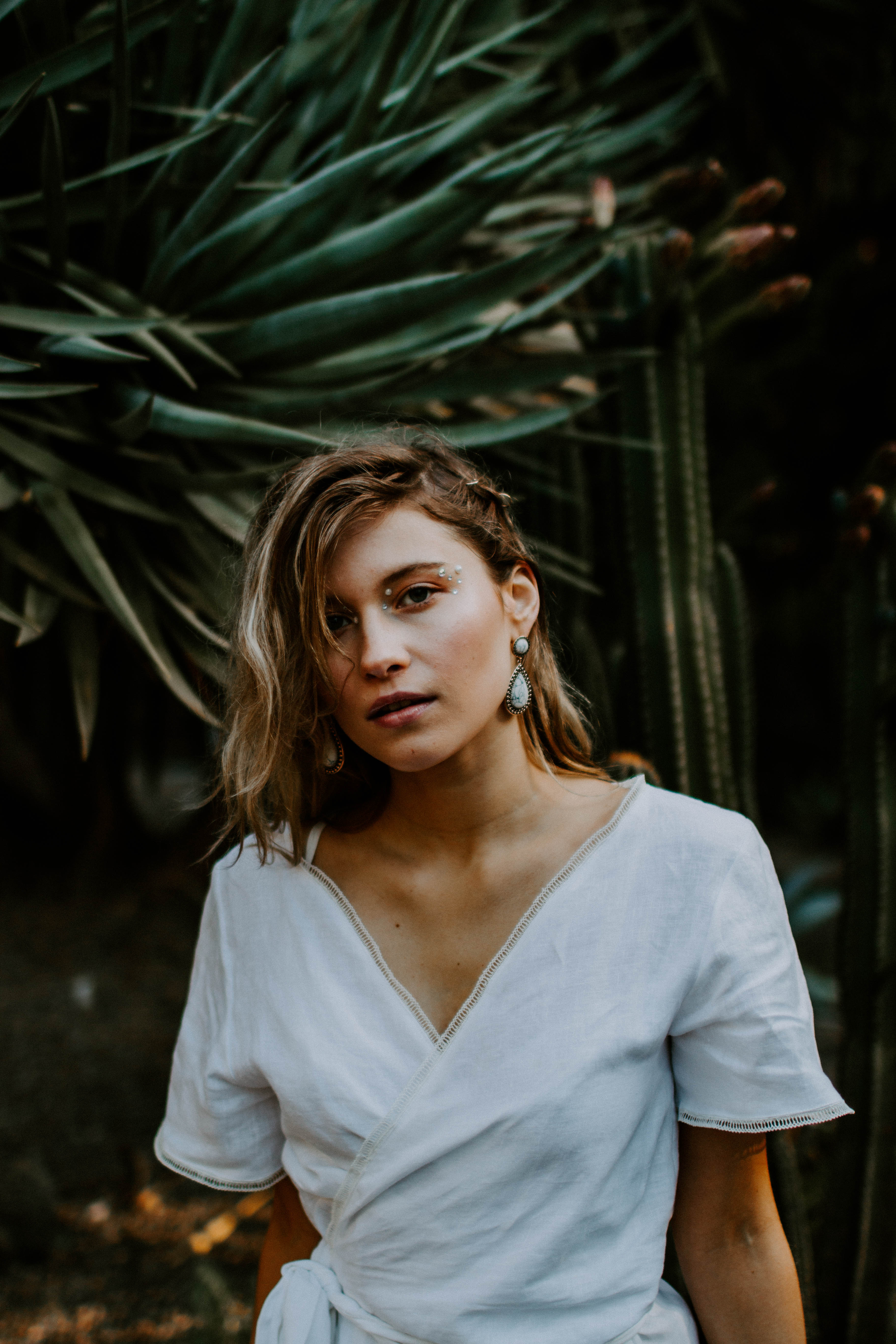 girl portrait with botanical background